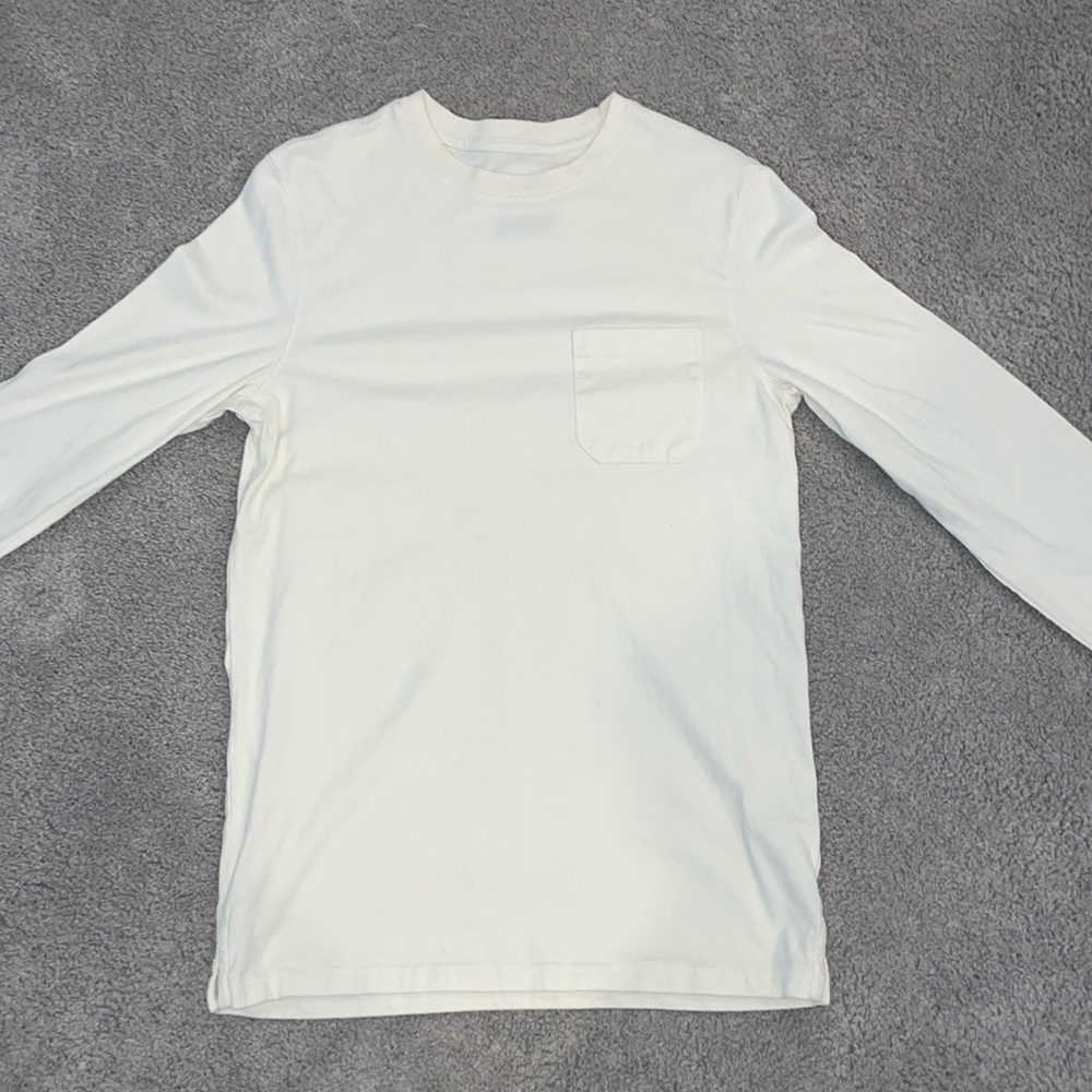 Light Yellow Long Sleeve Small Men’s Shirt with front Pocket